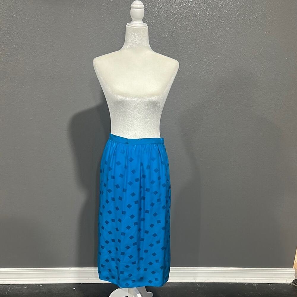Vintage Maggie London Blue Silk Skirt